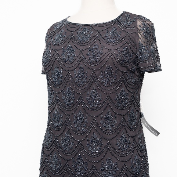 Pisaro Nights - Mini Beaded leaf Sheath Dress In Slate. - Picture 10 of 14